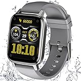 Smart Watch, OKYUK Fitness Tracker 1,69' Touchscreen mit Herzfrequenz und Schlafmonitor, IP68 wasserdichte Smartwatch für Damen Herren, Aktivitätstracker Schrittzähleruhr für Android iOS(Grau)