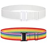 2 Stücke Unsichtbar Elastischer Gürtel mit Flacher Schnalle (Regenbogenfarben, 27,5 Zoll -37 Zoll)