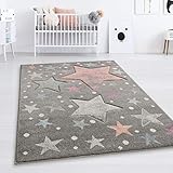 Taracarpet Kinderzimmer und Jugendzimmer Teppich Dreamland Kinderzimmerteppich Sterne grau Vintage bunt 060x110