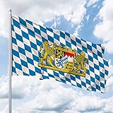 Deitert Bundesland-Flagge Bayern – 120x80 cm Bayern-Flagge mit Löwen-Wappen (Raute), Hissflagge aus reißfestem Polyester, Bayern-Fahne mit Doppelsicherheitsnaht g