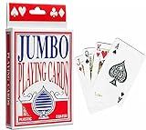 KAV Jumbo große Spielkarten Deck für 52 Spiele, Familienfeier, Pokerabende, Indoor, Outdoor, Garten, BBQ und Weihnachten, kunststoffbeschichtete Riesenkarte (13 x 9 x 2 cm)