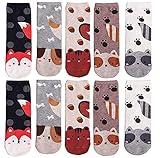 LANTING Damen Socken Lustige Tier Motivsocken Baumwolle Thermal Warm Bunte Socken Niedlich Karikatur Witzige Frauen Lässige Socken EU35-42 - 5 Pairs C