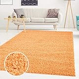 ayshaggy Shaggy Teppich Hochflor Langflor Einfarbig Uni Orange Weich Flauschig Wohnzimmer, Größe: 200 x 290