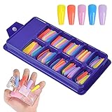 HQdeal 100 Stück Acryl Fingernagel Nagelspitzen Bunt Falsche Nägel Französisch Gefälschte Nägel Tipps Künstliche Nägel Kunst Tipps Drücken Sie auf die Nägel für Damen Mädchen 10 Größen (B)