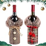 YISKY Weinflasche Flaschenüberzug, 2 Stück Weihnachten Weinflasche Cover, Weinflasche Abdeckung Taschen, Weihnachtsmann Weinbeutel, für Home Dinner Party Dekoration & Tischdek