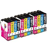 CLORISUN T0711 T0715 Multipack Patronen für Epson T0711 T0712 T0713 T0714 T0715 Patronen Kompatible mit Epson Stylus BX300F BX610FW SX400 SX100 SX200 SX218 DX4400 SX510W DX7450 SX215 DX8450(12-Pack)