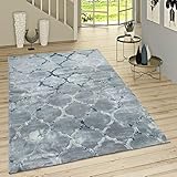 Paco Home Kurzflor Teppich Modern Marokkanisches Muster Vintage Style Ombre Look Grau Blau, Grösse:155x230