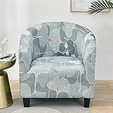 Highdi Sesselschoner Sesselbezug Stretch Bedruckter Sesselüberwurf, Club Chair Elastisch Sesselhusse, Universal Sofabezug Husse für Einzelsofa, Clubsessel, Cocktailsessel (Ginkgo Biloba)