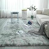 Catalpa Blume Teppich in Silbergrau Hochflor Shaggy Teppiche Langflor Wohnzimmer Pflegeleicht 160x230