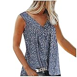 NHNKB Casual Bluse Oberteile Damenmode V-Ausschnitt Floral Print Kurzarm Kurzes Slim Tops T-Shirt Bluse Ärmellos Geblümt Loose S