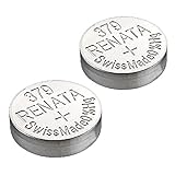 2 x Renata Uhrenbatterie - Swiss made Cells Silberoxid 0% Quecksilber Knopfzellen 1.55V Renata Batterien des langen Lebens 379 ( SR521SW )