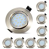 8er Ultra Flach LED Einbaustrahler Einbauspots Ø65mm-75mm Warmweiß 5W Deckenstrahler 230V Edelstahl Gebürstet Einbauleuchten 40° Schwenkbar-HiBay®