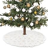 N/S Weihnachtsbaum Rock 30.7 Zoll, Runde Form Christbaumdecke, Schneeflocke weiß Plüsch, für Weihnachtsbaum Verzierung Bodendekoration Neujahr Weihnachten Deko(78CM) (B)