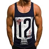 Tank Top Herren Sport Fitness Trägershirts T-shirt Jogging Sommer Hoodie Drcken Muskelshirt Slim Fit Tanktops Männer Tankshirt Classic Unterhemd Ärmellos Muskelshirt Achselshirt L