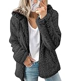 Emiao Damen Sherpa Fleece Hoodie Winter Casual Dicke Jacke mit durchgehendem Reißverschluss Langarm Warmer Z