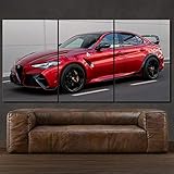 DSES 3 Stück Drucke Auf Leinwand Gedruckt Malerei Wohnzimmer Wand Kunst Leinwand Giulia Auto Rot Poster Bild Wohnzimmer Wohnkultur Kreatives Geschenk - 50cm x 90cm x3