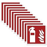 11 x Feuerlöscher Aufkleber (10x10 cm) - Selbstklebend - Alternative zum Feuerlöscher Schild - Brandschutzzeichen nach ISO - UV-Schutz für Innen und Außen - Geschlitzte Rück