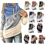 Eaylis Damen Pullover Sweatshirt Graphic Sweatjacke Hoodie Sweatshirt mit Kapuze Streetwear Langarm Hoodie, Frauen Casual Solid Contrast Splice Langarm Hoodie Sweatshirt Strap Top