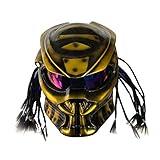 NNYY Motorradhelm Predator Vollmaske Carbonfaser Iron Man Freded Braids LCD Licht und integriertes Headset Mikrofon, M