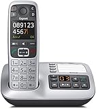 Gigaset E550A Dect-Großtasten-Schnurlostelefon mit Anrufbeatworter, Notruffunktion, schwarz/p