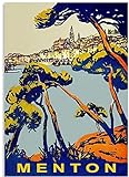 ggggx Puzzles 1000 Teile   Montage Bild Menton Vintage Poster Erwachsene Spiele Lernspielzeug Klassisches Spiel Puzzle 38 * 26