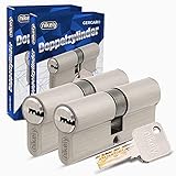 GERCAR Pro Gleichschließend 2x Schließzylinder 30 / 30 Set 2 Profilzylinder inkl. 10 Schlüssel - 60 mm Türschloss Zylinderschloss 2er Zylinder - Länge: 60mm, A:30 B:30 - Messing