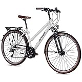 Airtracks DamenTrekking Fahrrad 28 Zoll Trekkingrad TR.2820 Weiß Matt (48cm (Körpergröße 155-170cm))