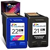 ColoWorld Remanufactured 21 22 XL Multipack Druckerpatronen für HP 21 XL 22 XL Schwarz Farbe für HP Deskjet F2120 F2280 F380 F390 F4180 F335 F375 F4190 D2360 PSC 1410 1415 Officejet 4315 4355 Druck