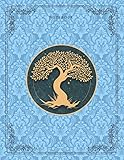 Notebook Golden Hand Drawn Tree Life Luxury Maya Blue Background Cover Lined Journal: Large 8.5x11 inches (21.59 x 27.94 cm), A4 Size - 110 Pag