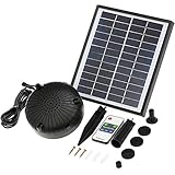 Decdeal Solar-Springbrunnenpumpe 12 V 5 W verbesserte Solar-Teichpumpe für Vogeltränke, solarbetriebene bürstenlose Tauchpumpe mit eingebauter Batterie, Fernbedienung, Garten, T