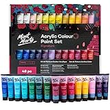 Mont Marte Acrylfarben Set Premium – 48 Stück, 36ml Tuben – Ideal für Acrylmalerei – Brillante Lichtechte Farben mit großer Deckk