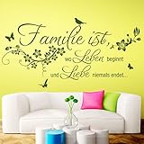 Grandora Wandtattoo Familie ist wo Leben beginnt I schwarz (BxH) 58 x 29 cm I Wohnzimmer Schlafzimmer Flur Sticker Aufkleber Wandaufkleber Wandsticker W5458