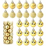 Weihnachtskugel-Anhänger, Weihnachtsdekoration, Weihnachtsbaumschmuck, 28 mm, bruchsichere Kunststoffkugeln, Weihnachtsdekoration, Requisiten, 6 Stück, matt, 6 Stück, Glitzer, 12 Stück, helles G