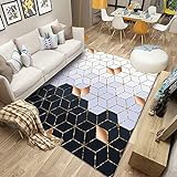 Rutschfester Teppich für Wohnzimmer, Hotel und Badezimmer Einfacher Druck rutschfeste Gepolsterte Fußmatten Im Europäischen Stil Geometrische Mode Sofa Couchtisch Tepp