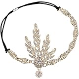 BABEYOND 1920s Stil Blatt-Medaillon Rundes Stirnband mit Perlen Inspiriert von Der Große Gatsby Accessoires für Damen (Gold)