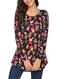 Parabler Damen Weihnachten Langarmshirt Weihnachtspullover Festliche T-Shirt mit Weihnachtlichem Rundhals Slim Fit Pullover Sweatshirt Bedrucktes Bluse Shirt Tunika Weihnachten Ob