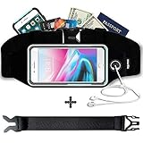 smartlle Sport Laufgürtel, Laufen Gürteltasche wasserdichte Hüfttasche Reflektierenden für Handy iPhone 12 11 XS MAX, 8, 7, 6 Plus, Samsung S9/S8+, S6 Edge +, Running Belt für Frauen & Männer, Schw