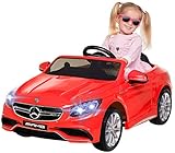 Kinder Elektroauto Mercedes Amg S63 - Lizenziert - 2 x 45 Watt Motor – Ledersitz - Sd-Karte – Usb - Mp3,- 12 Volt 10AH – Rc 2,4 Ghz Fernbedienung - Elektro Auto für Kinder ab 3 Jahre (rot)