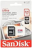 SanDisk Ultra 64 GB microSDXC Speicherkarte + SD-Adapter mit A1 App-Leistung bis zu 120 MB/s, Klasse 10, UHS-I