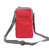 Rosa Schleife Umhängetasche Kleine, Phone Tasche Praktische Sport Hüfttasche Nylon Handy Tasche mit Vier Fächern Camping Wandern Outdoor Schultertasche fit für Alle Smartphone unter 6.0 Zoll R