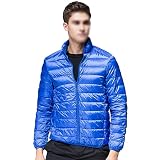 RTHLEQIEE Herren Down Daunenjacke Outdoor Jacke Stehkragen Beiläufige praktische & vielseitige Übergangs- & Winterjacke Atmungsaktiv/Winddicht/Wasserabweisend,Blau,XXL