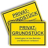 2 Stück XXL Privatgrundstück Unbefugten ist das betreten und befahren verboten Schild 40 x 30 cm aus Stabiler PVC Hartschaumplatte 5 mm Achtung Privatgrund Schild mit UV-Schutz von STROBO