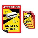 3 Stück Attention Angles Morts Magnetschilder 25 x 17 cm Magnet für Bus und Wohnwagen Warntafel Hinweiszeichen Schild Frankreich mit UV S