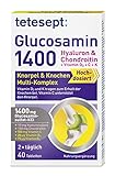 tetesept Glucosamin 1400 - Ergänzungspräparat mit Glucosamin und hochdosiertem Vitamin D3 & Vitamin C - für gesunde Knochen und Knorpel - 1 x 40 Tabletten (Nahrungsergänzungsmittel)