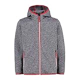 CMP Jungen Jacquard Knitted Fleece Jacket Hooded Fleecejacke, Ice-Titan-Schwarz, 164