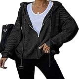 XPDD Hoodie Damen Pullover Kapuzenpullover Damen Langarm Pullover Sweatshirt mit Kapuze Lose Casual Blusen Tops Strickpullover Casual Langarm Strick Sweater Herbst Winter Pullover Oberteile Top