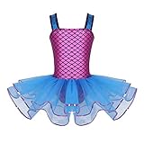 iiniim Kinder Kleid Mädchen Prinzessin Kleid Meerjungfrau Kostüm Ballerina Trikot Latein Tanzkleid Fasching Karneval Kostüm Partykleid Blau 122-128