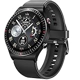 GaWear Smartwatch Herren,IP67 wasserdicht, 4GB interner Musikspeicher für Sport, voller Touchscreen Stoppuhr Impulsuhren Blutkraft Blutdruckmeter für Männer ios Android (Schwarz)