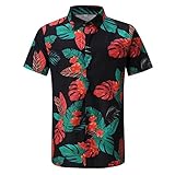 Bestyyo Herren Hawaiian Kurzarm strandhemd Bedruckte Sommer lässige Button-down-Hemden 2796-shirt v- Quick-Drying Short-sleevedshirt Man ol Embroidery Open blue489, in 67cm Reine bügelfrei lang