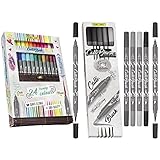 Online Calli.Brush 24 Stück Double-Tip Pens mit Kalligrafie-Spitze und Pinselspitze & Calli.Brush Grey, 5er Set Handlettering Brush-Pen, Pinsel-Stifte Set, Kalligraphie-S